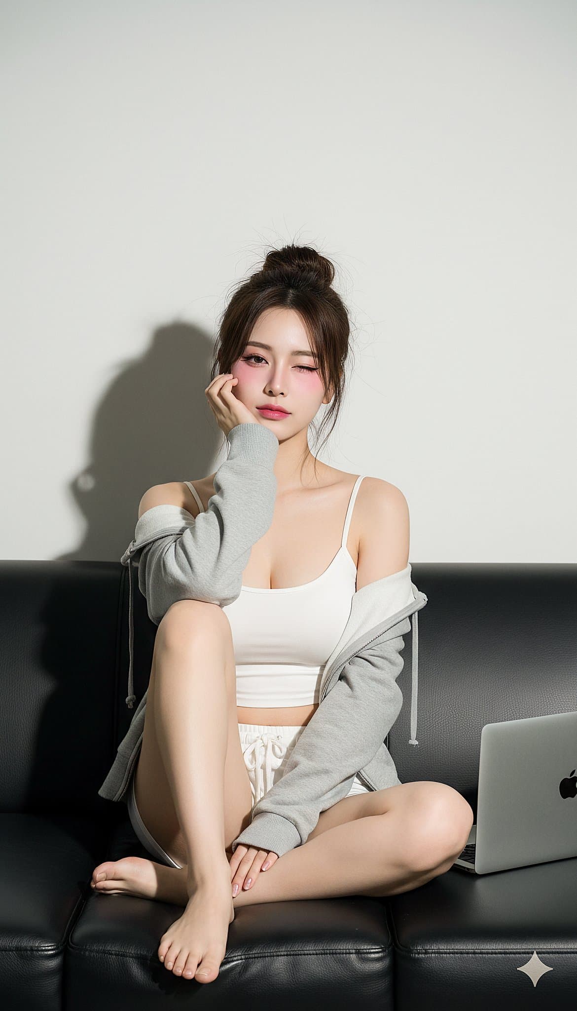 A girl sitting on the sofa