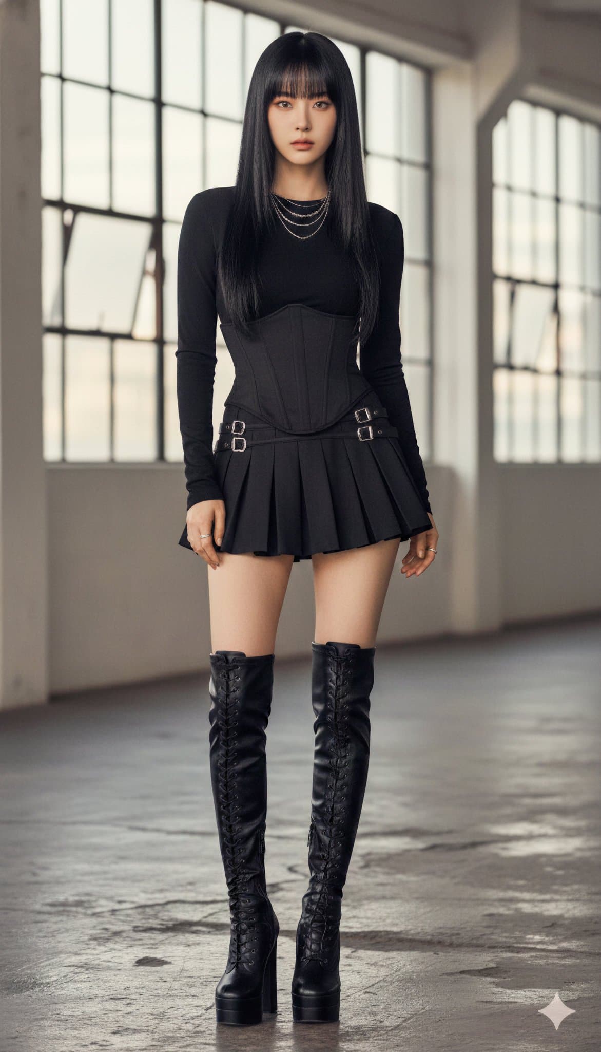 Full-body realistic fashion portrait