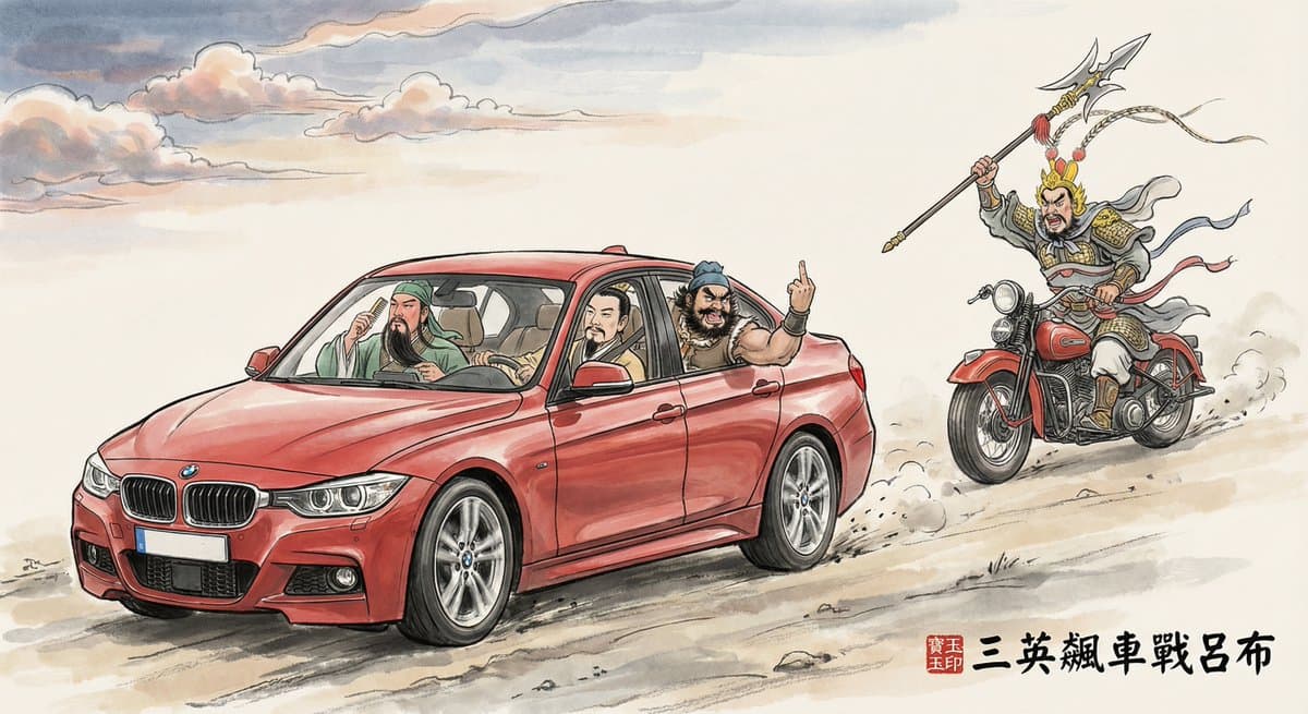 Three Heroes Challenge Lü Bu in a Race