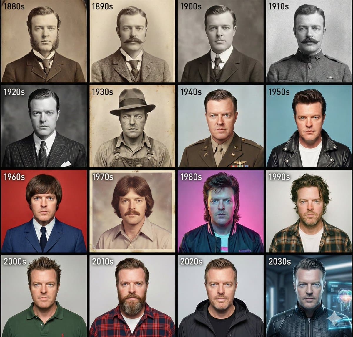 Create a 4×4 grid that matches the era's style