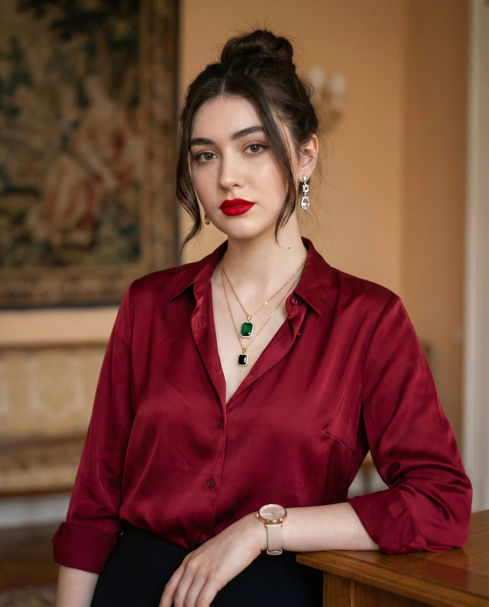 Confident Mature Woman Indoor Cinematic Portrait