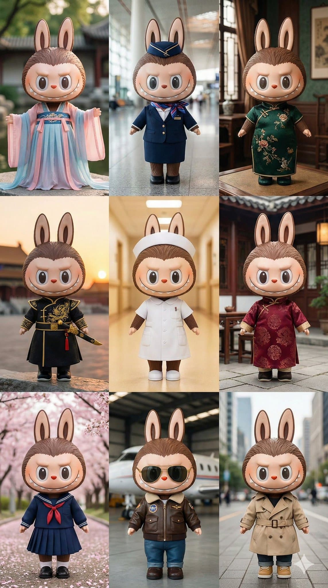 Labubu's 3x3 Grid Photo Collage