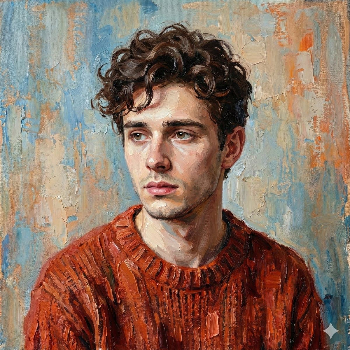 A digital oil painting style bust portrait
