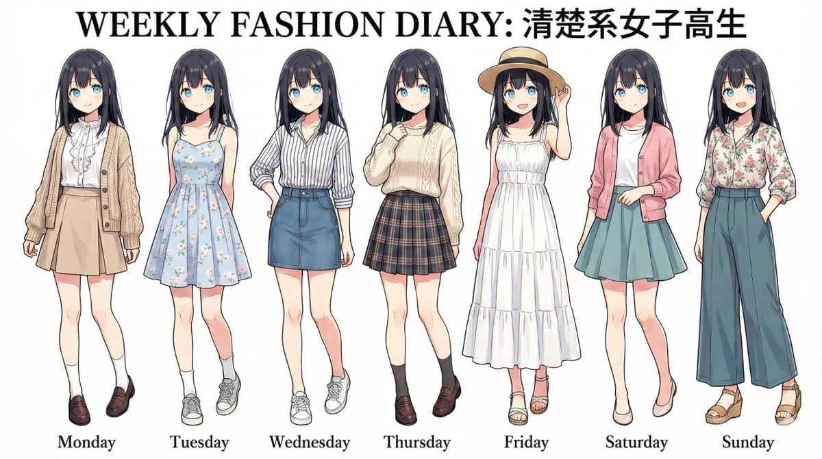Generate a week's worth of outfit combinations