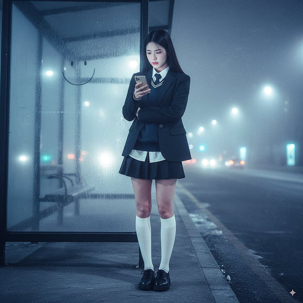 Full-body night portrait