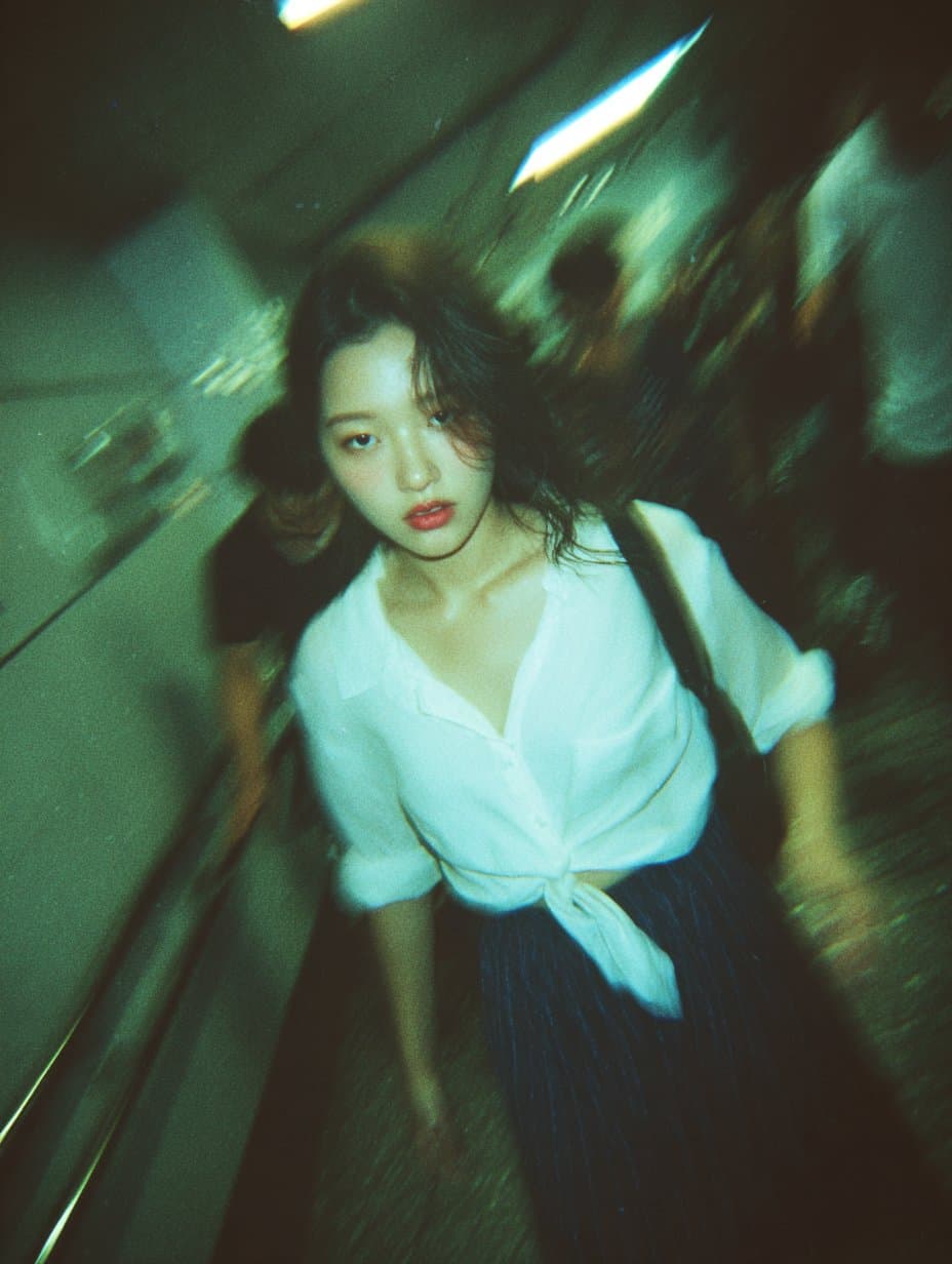 Beautiful Woman Photo in Tokyo Metro Stairwell