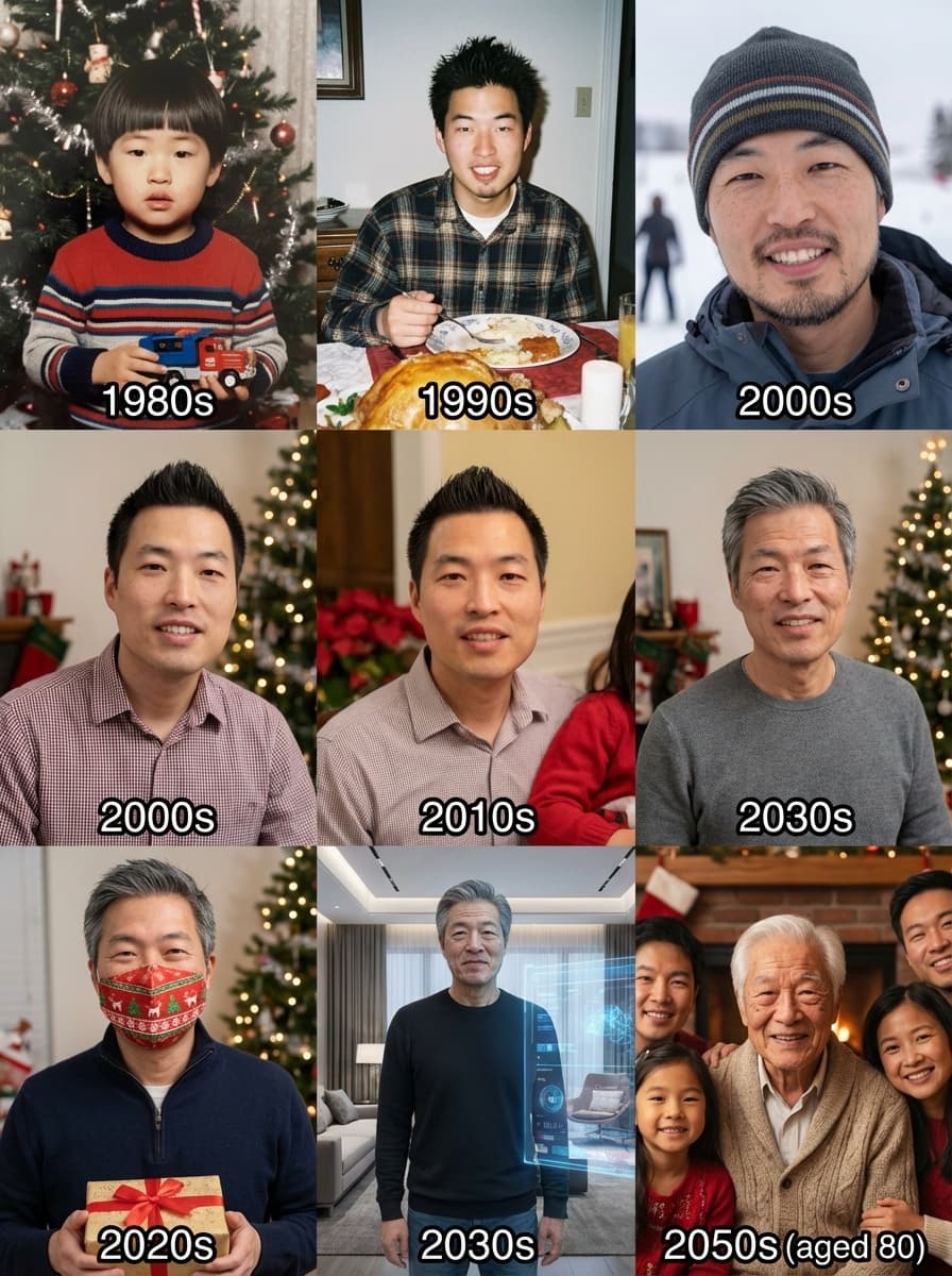 Holiday photos from birth to 80 years old across all age groups