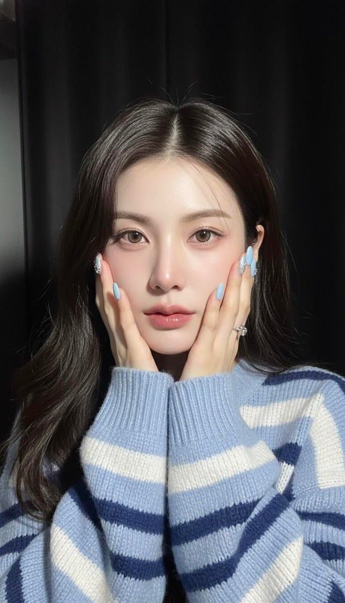 A realistic close-up selfie of a young woman
