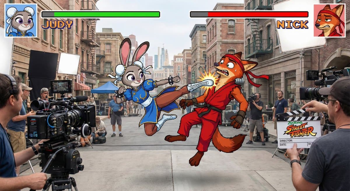 Judy Cosplaying as Chun-Li, Nick Cosplaying as Little Red Riding Hood