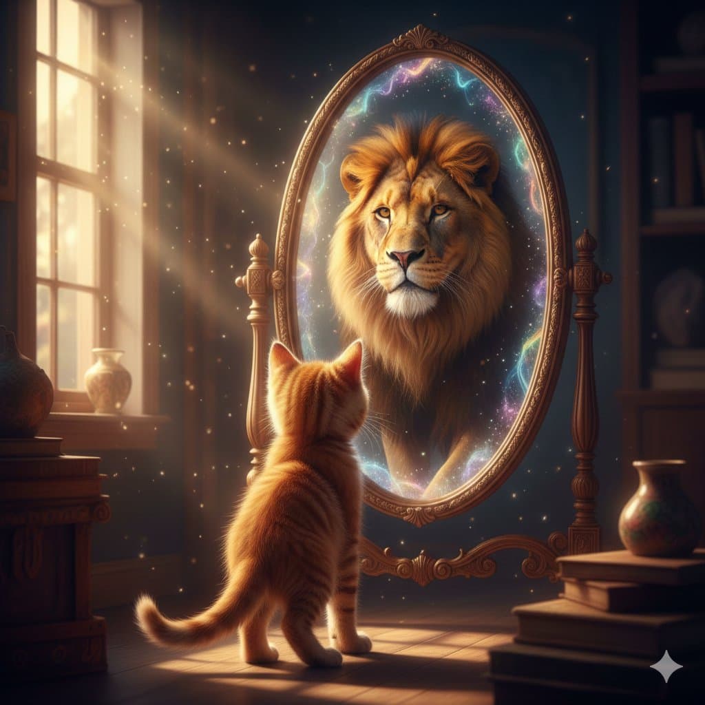 Reality and inner spirit converge in the magic mirror.