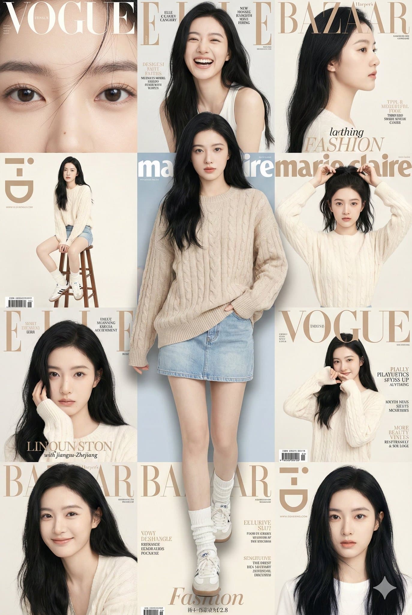 9-Grid Nude 3D Collage Poster
