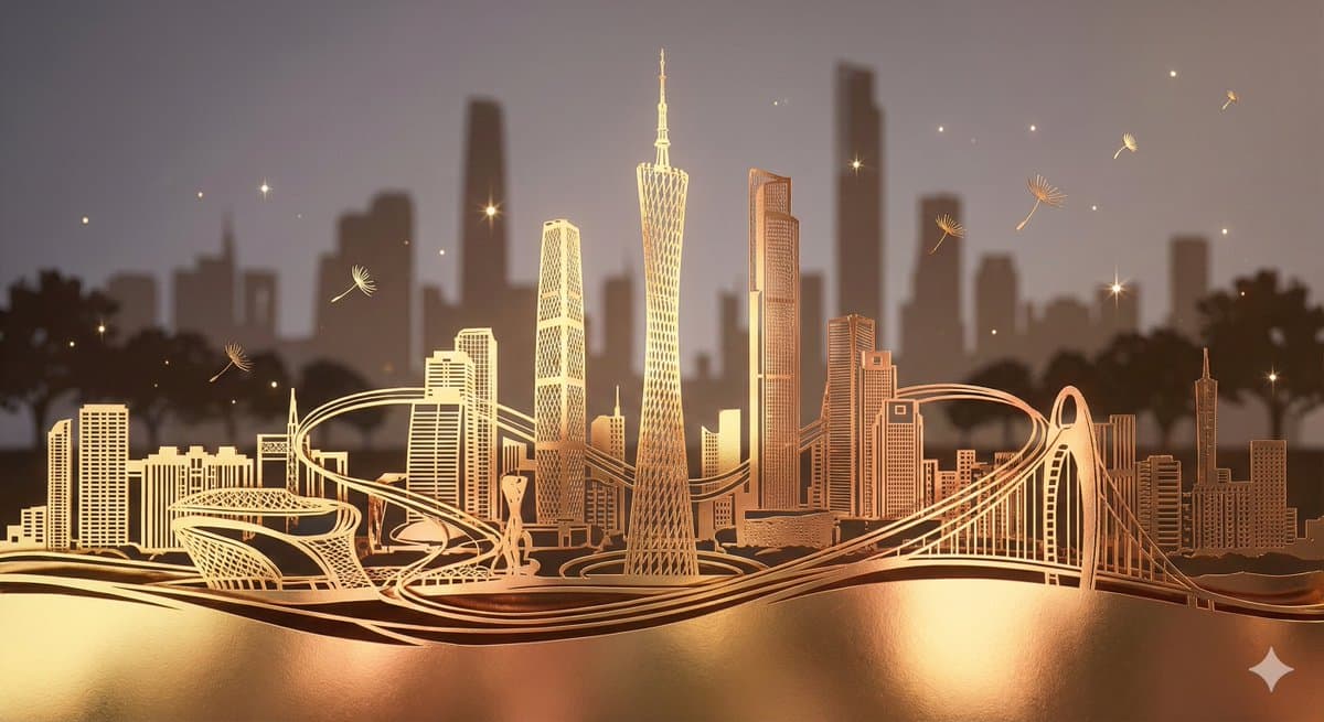 Paper-cut style Pearl River New Town