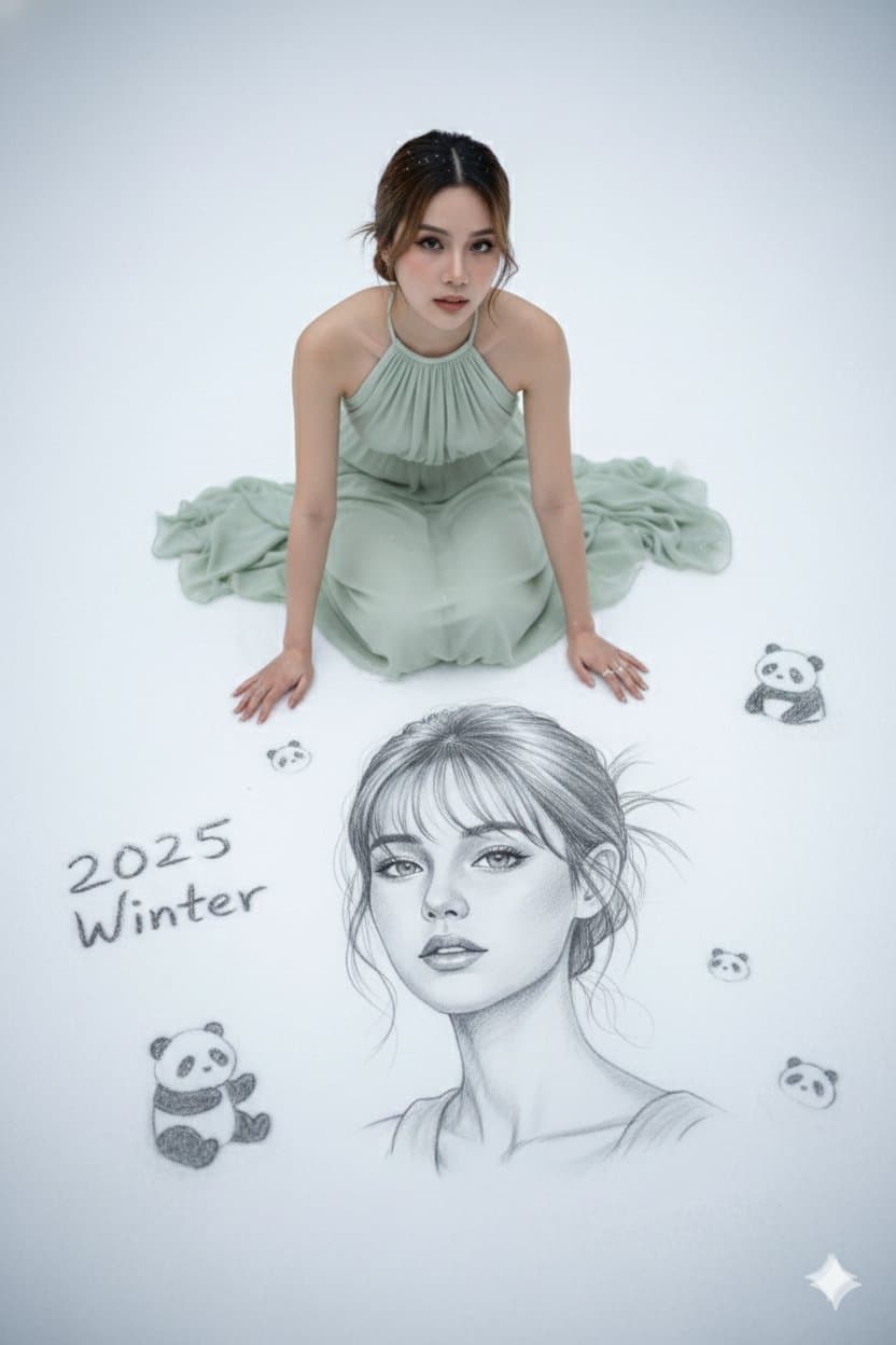 Girl's pencil sketch drawing