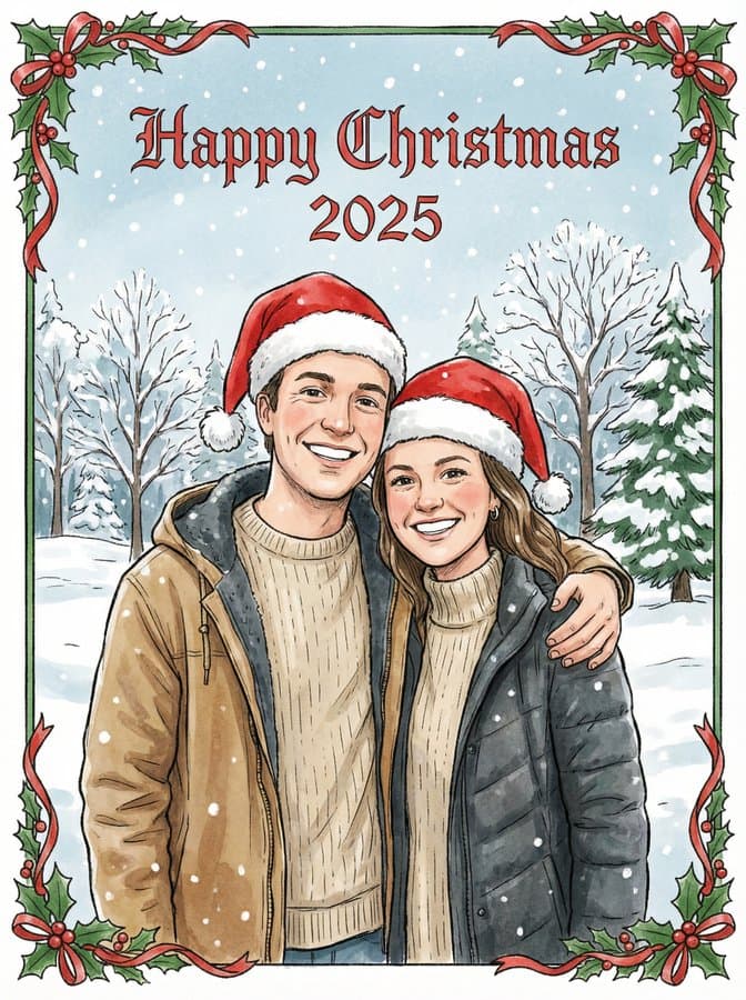 Christmas scene Christmas card